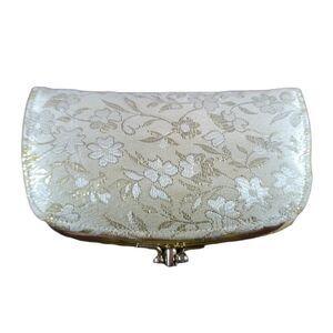 Antique vintage gold shimmer floral brocade wallet clutch